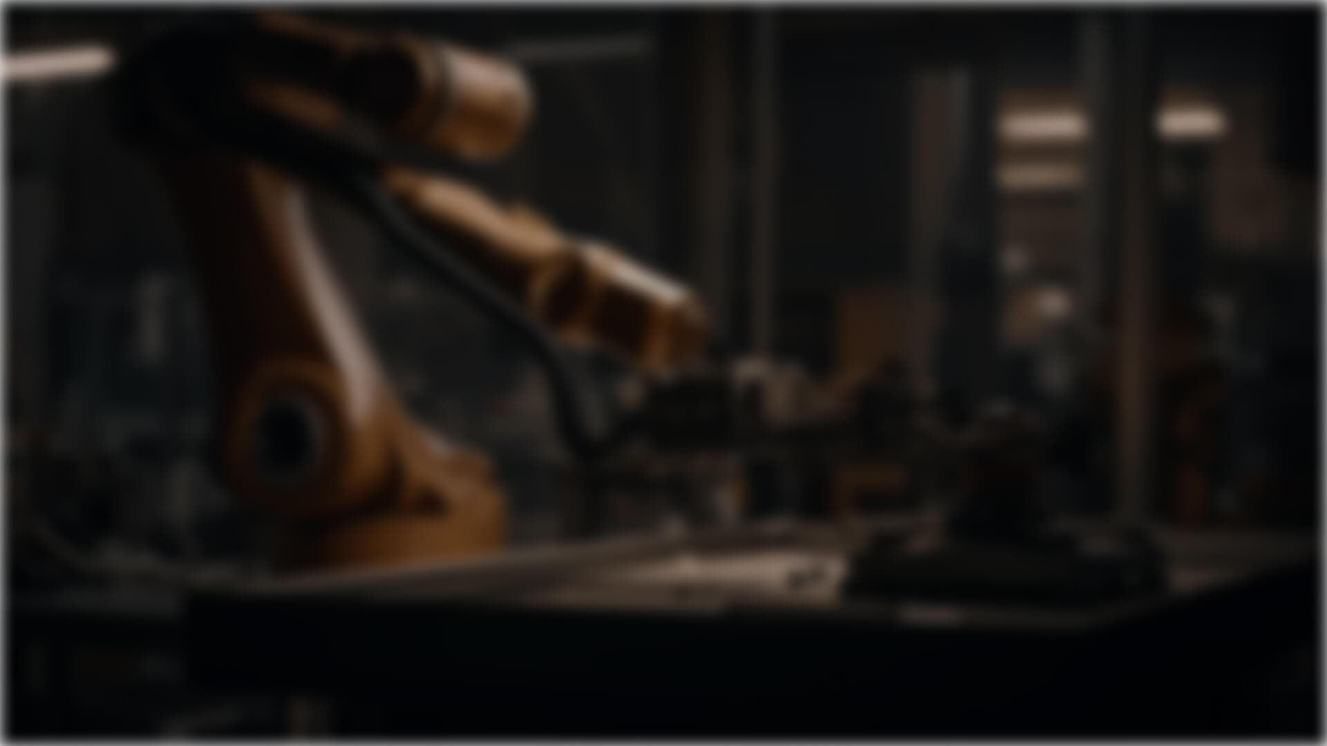 Metallic robot arm modern steel factory